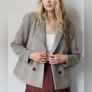 LC Lauren Conrad Birch Double Breasted Wool Blend Taupe Blazer - size large